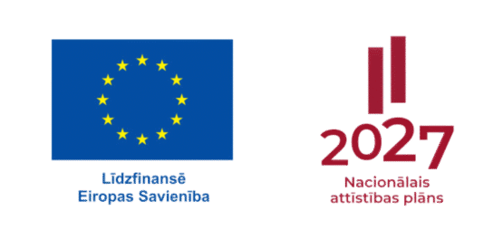 Nacionālā attīstības plāna un Eiropas Savienības logo ansamblis